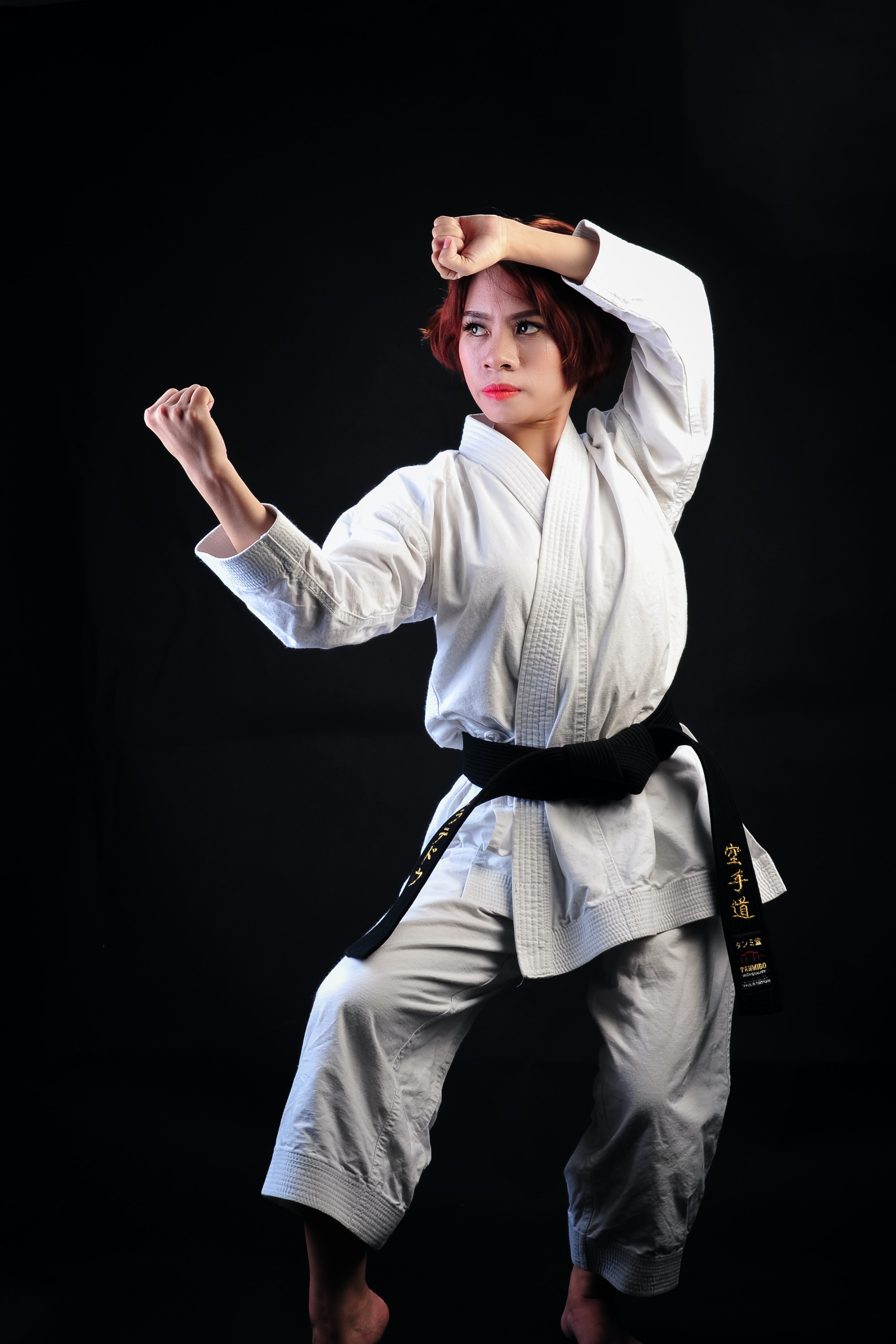 woman in karate stance